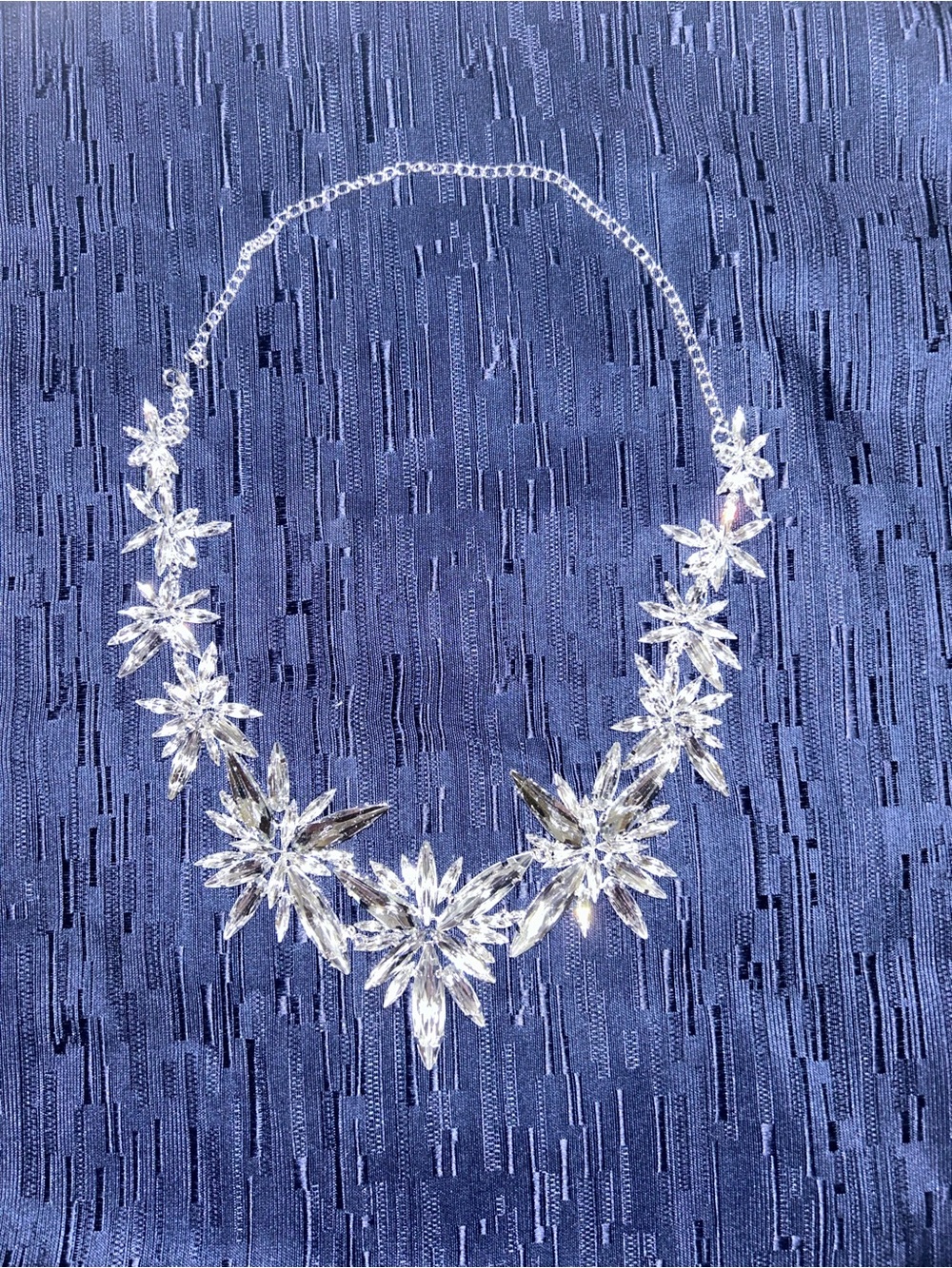 Elegant Crystal Floral Statement Necklace - Clear